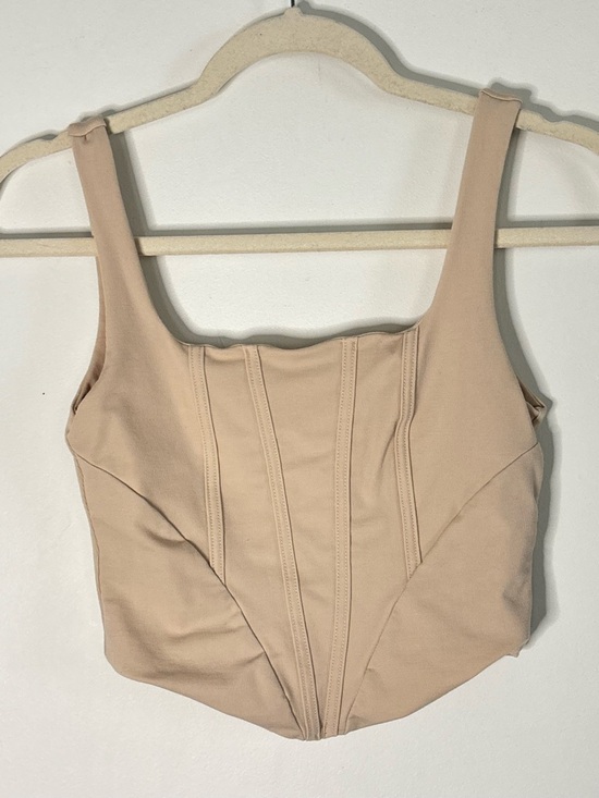 OGL Tops - OGL Beige Corset-Style Crop Top